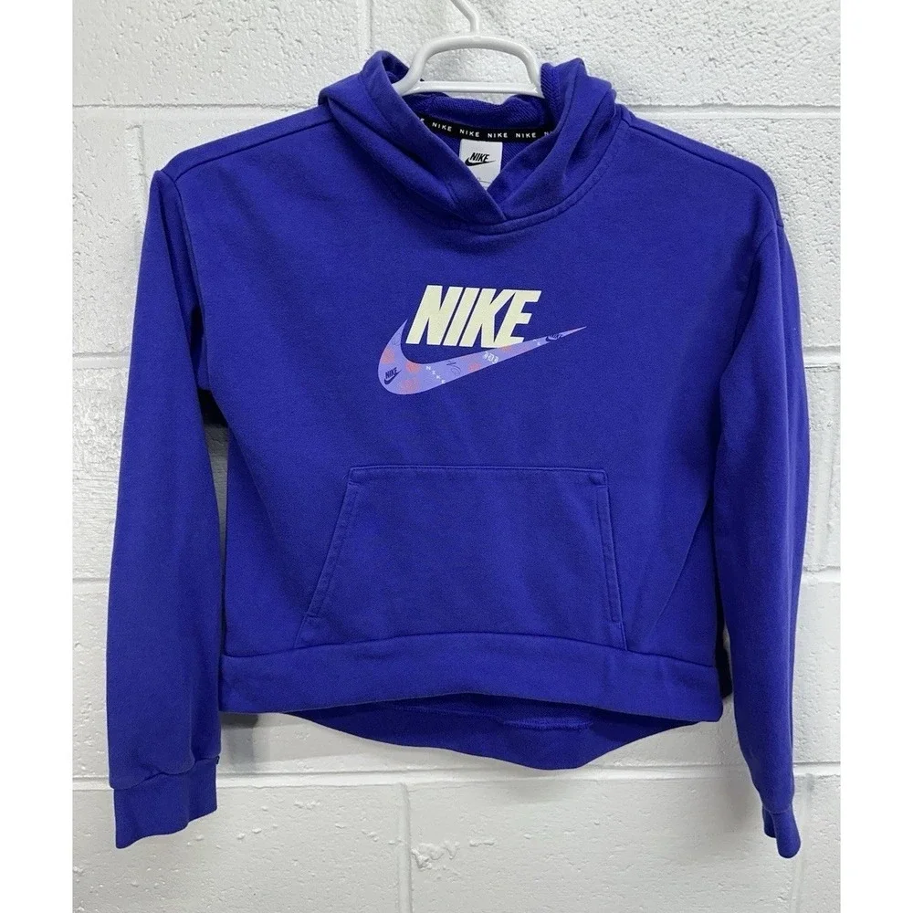 Nike Rush Blue‎ Pullover Fleece Hoodie Swoosh Logo Teen's Size X-Large